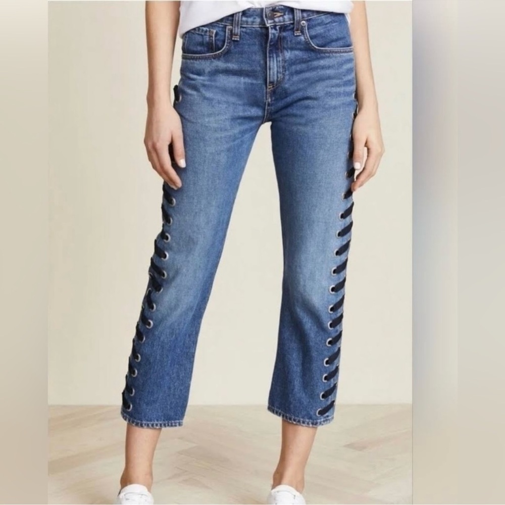 Veronica Beard Ines High Rise Girlfriend Straight Leg Jeans